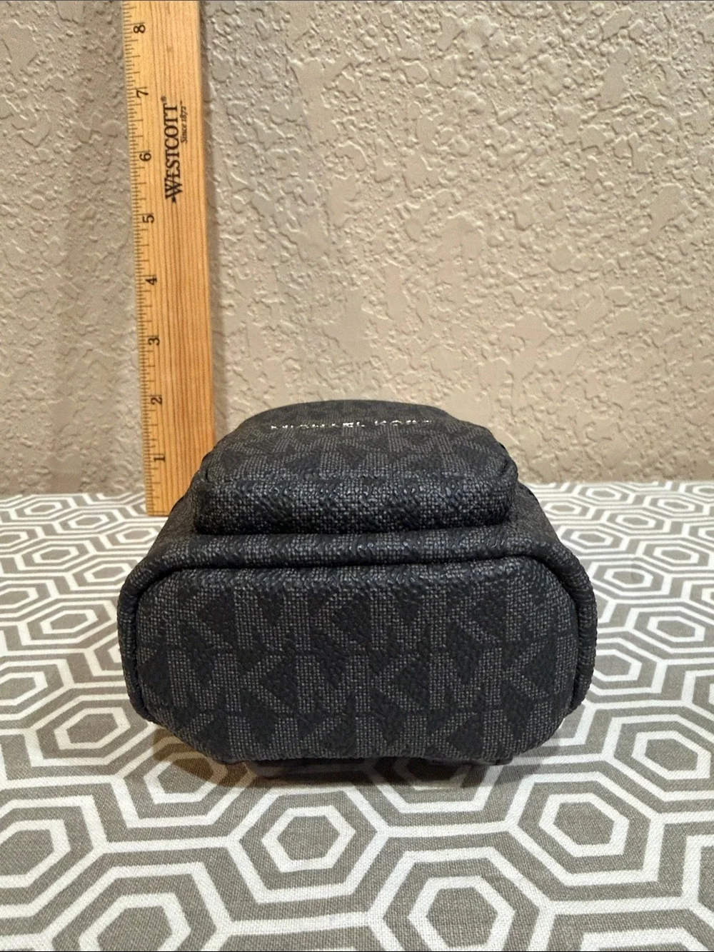 Michael Kors Men's Gray Signature Mini Backpack Key Charm